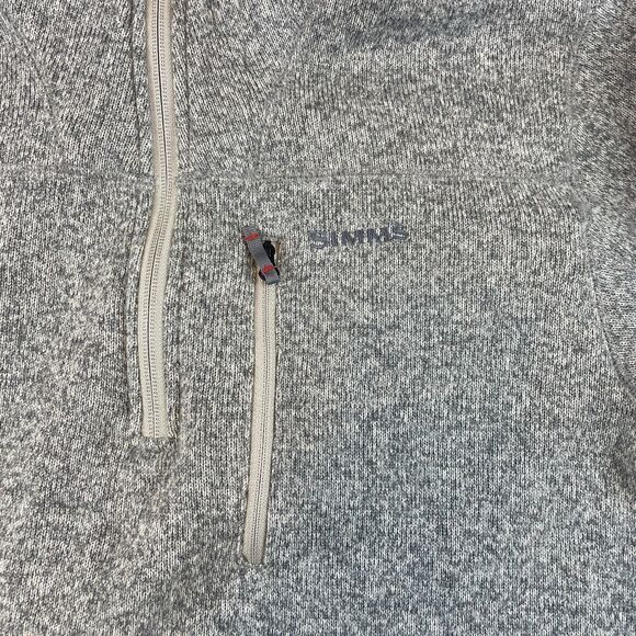 SIMMS Mens Sz M Pullover Tweed Fleece Sweater Quarter Zip Brown - Picture 3 of 10